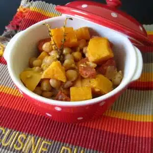 Cocottes de patates douces au chorizo et pois chiches