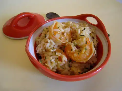 Riz aux crevettes coco curry madras