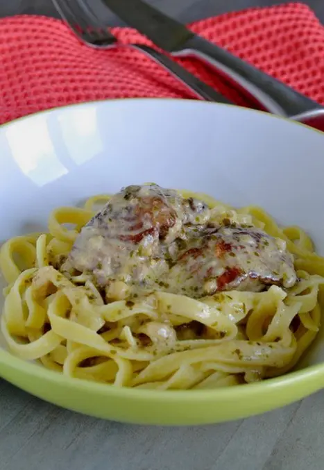 Sauté de porc à la crème de pesto