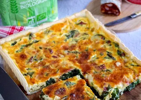 Quiche aux fanes de radis et au chorizo