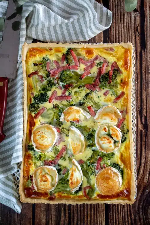 quiche brocolis bacon et chèvre