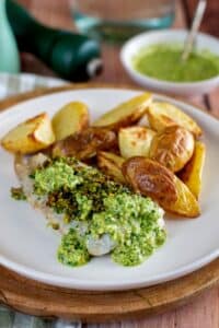 filets de poisson au pesto de persil et pistache