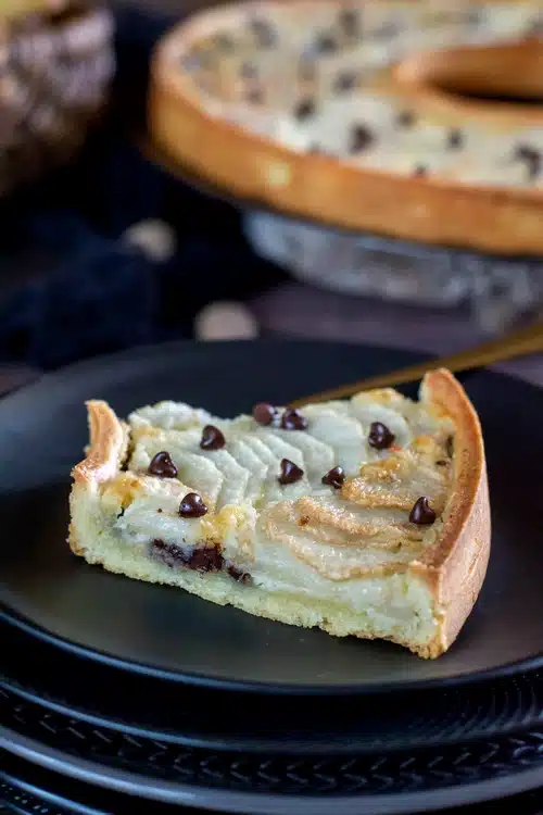 tarte poires et crème d'amandes aux pépites