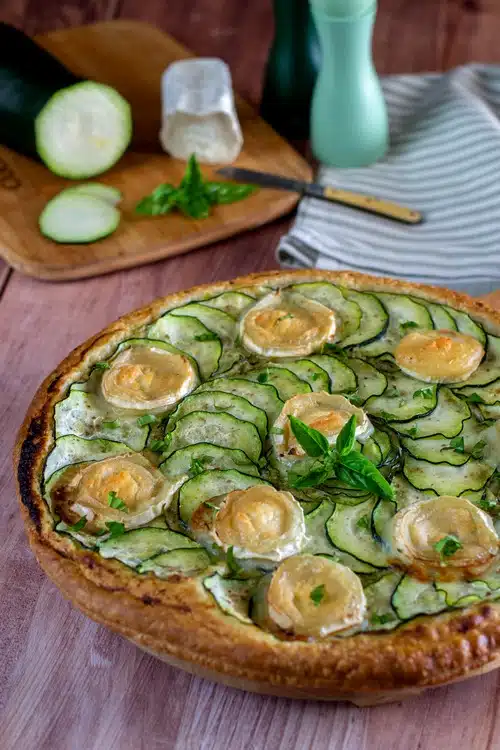 tarte fine courgettes chèvre & pesto