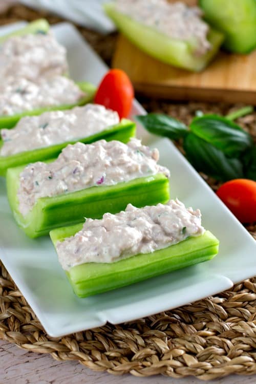 barquettes de concombre au thon