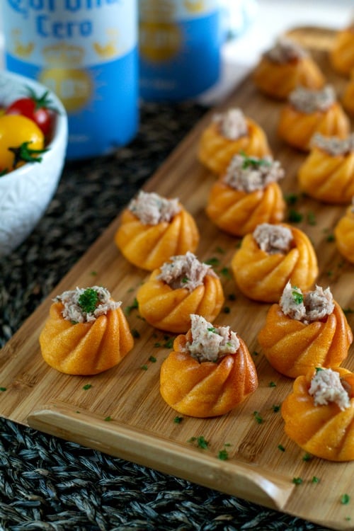 mini spirales à la tomate et aux rillettes