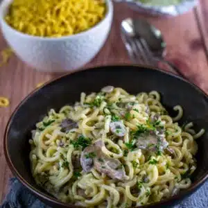 spaghetti sauce crémeuse aux champignons
