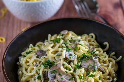 spaghetti sauce crémeuse aux champignons