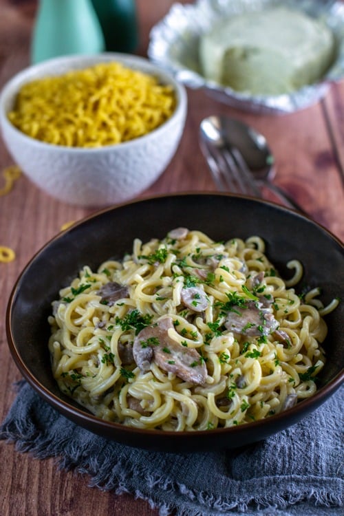 spaghetti sauce crémeuse aux champignons
