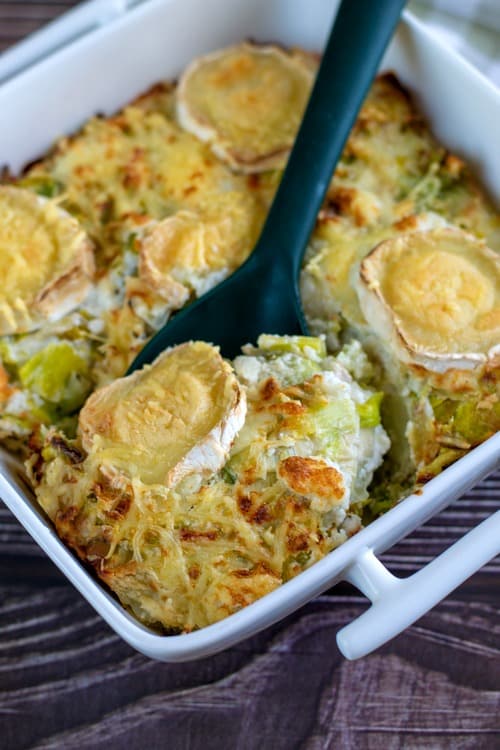 gratin de ravioles poireaux et chèvre