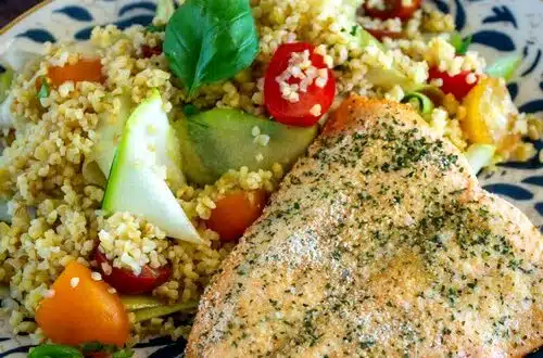 salade de boulghour et courgettes au saumon