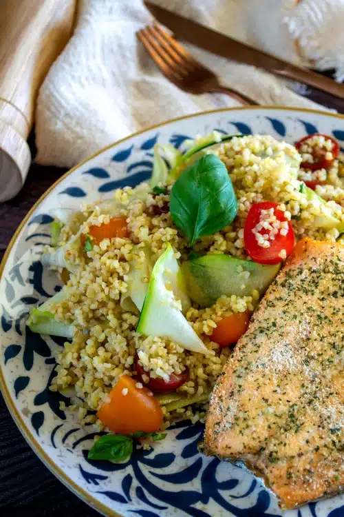 salade de boulghour et courgettes au saumon