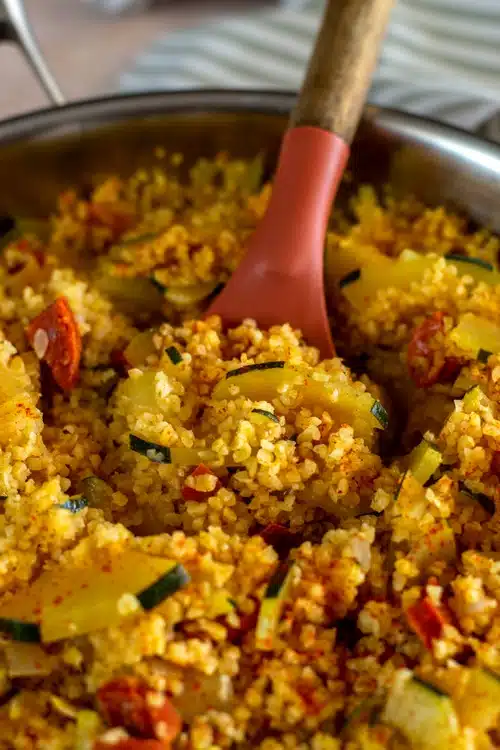 one pot boulghour courgettes et chorizo